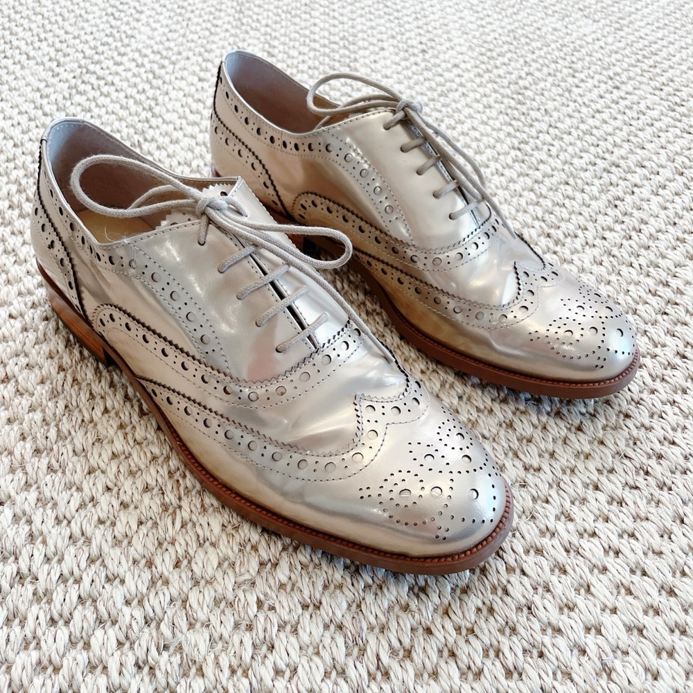 Botkier Women's Callista Metallic Wingtip Oxford Loafers Bloomingdales gold 7.5 - Picture 2 of 8